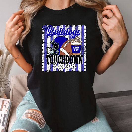 Bulldogs Touchdown Season Tee – Blue Football Vibes