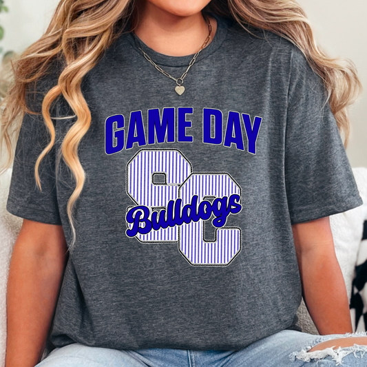 Bulldogs Game Day Tee – Blue Seersucker