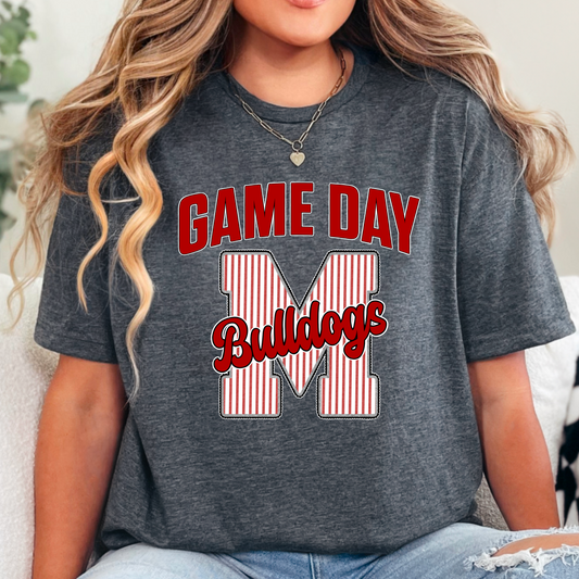 Bulldogs Game Day Tee – Red Seersucker