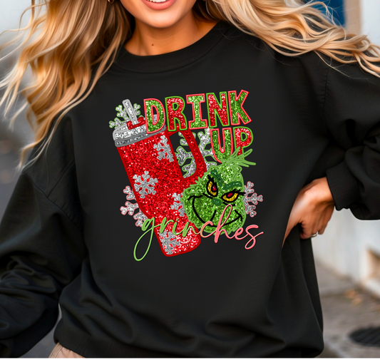 drink up grinches faux sequins