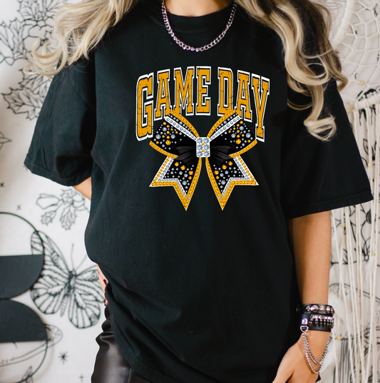 Game day black and gold bow