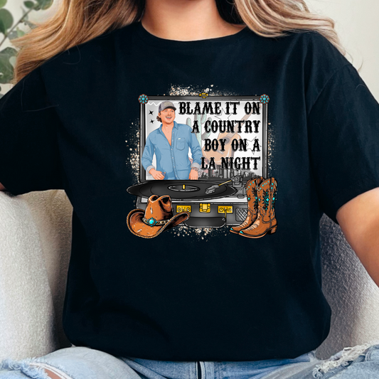 Blame It On a Country Boy on a LA Night T-Shirt