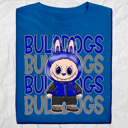 Blue Mascot Graphic Shirt for Bulldog Fans
