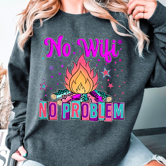 No WiFi No Problem Campfire Graphic Sweatshirt