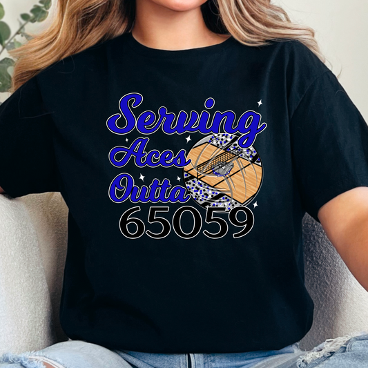 Serving Aces Outta 65059 Volleyball Tee