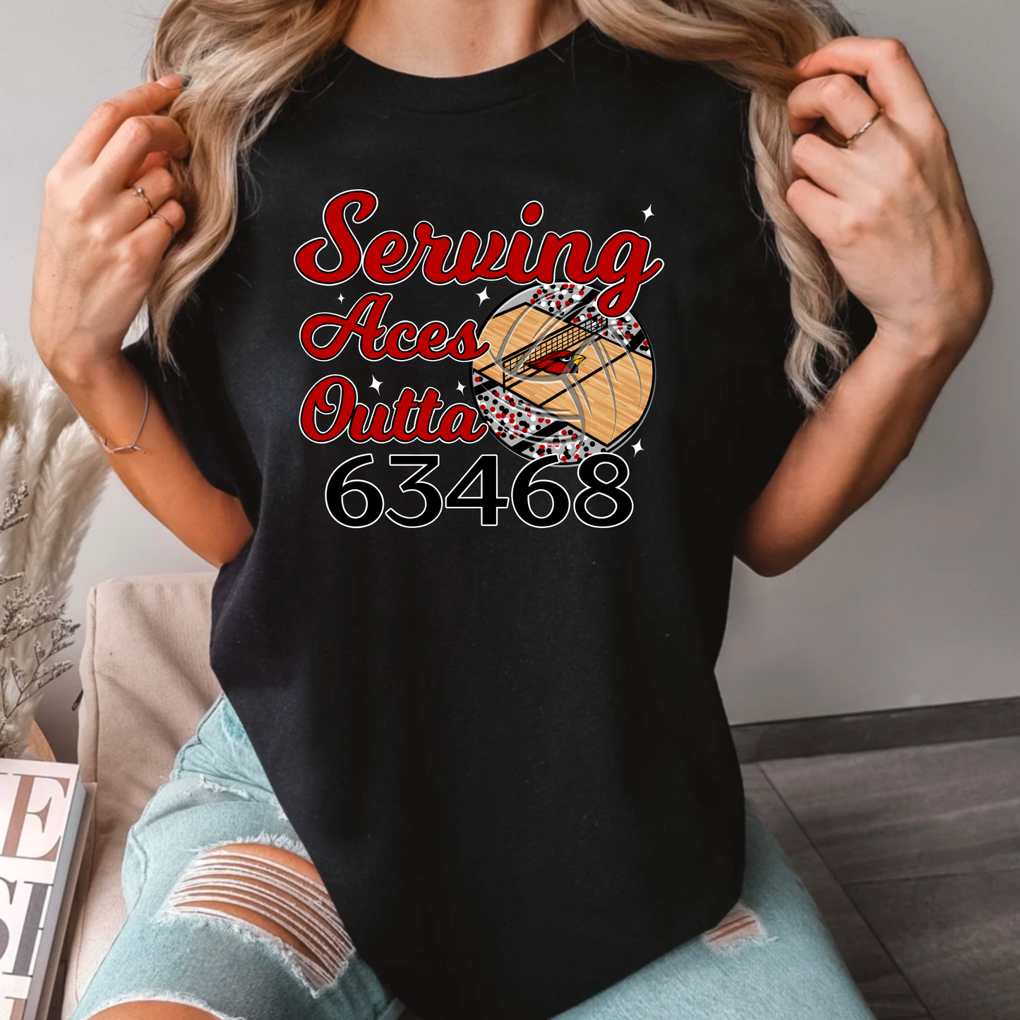 Serving Aces Outta 63468 Volleyball Tee