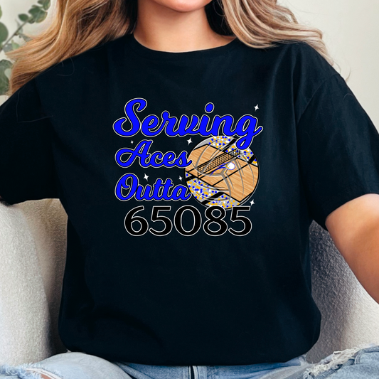 Serving Aces Outta 65085 Volleyball Tee