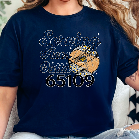 Serving Aces Outta 65109 Crusaders Volleyball Tee