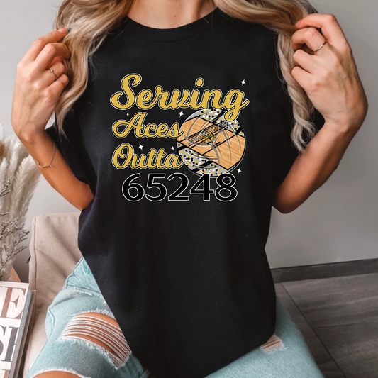 Serving Aces Outta 65248 Falcons Volleyball Tee