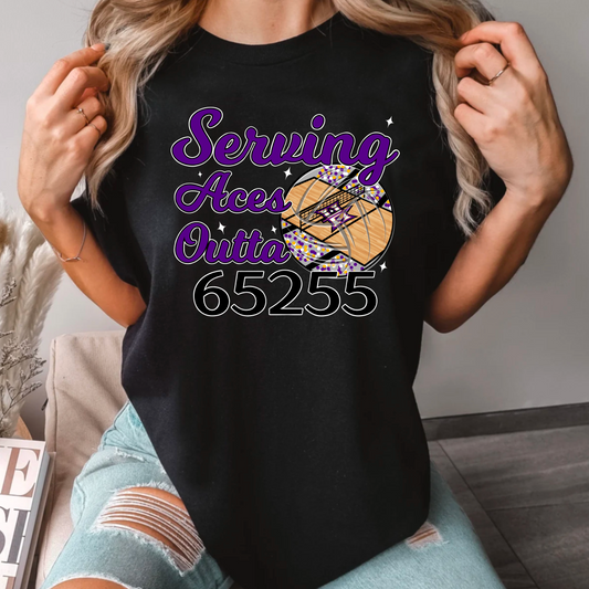 Serving Aces Outta 65255 Indians Volleyball Tee