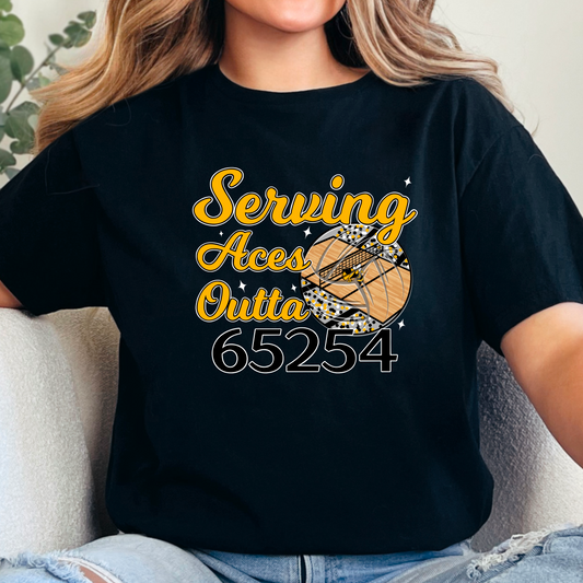 Serving Aces Outta 65254 Jackets Volleyball Tee