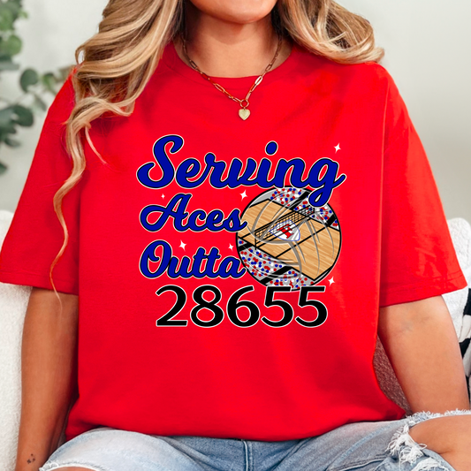 Serving Aces Outta 28655 Patriots Volleyball Tee