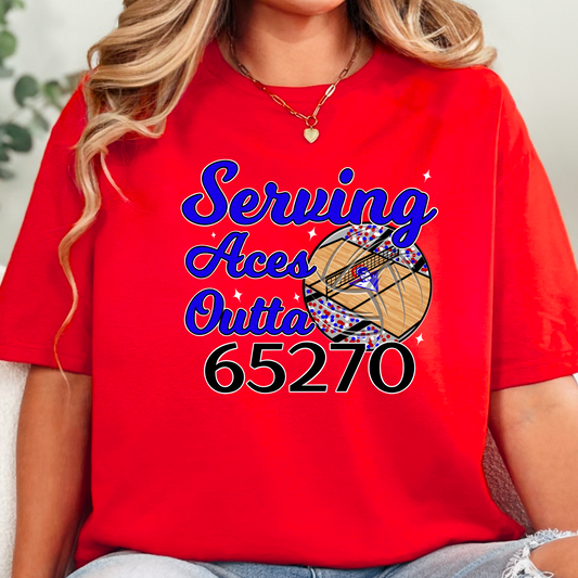 Serving Aces Outta 65270 Spartans Volleyball Tee