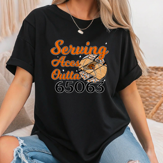 Serving Aces Outta 65063 Wildcats Volleyball Tee