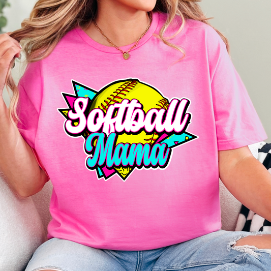 Softball Mama Tee – 90s Neon Retro Vibe