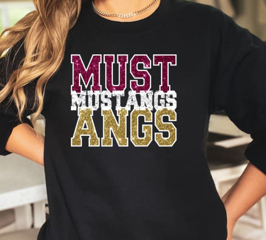 Mustangs faux glitter