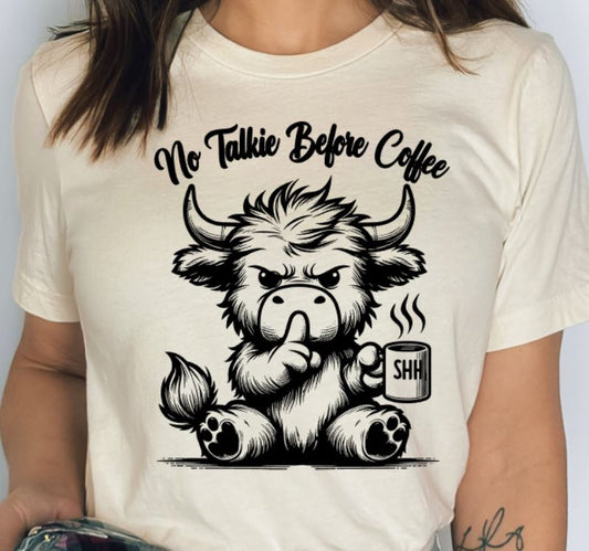 No talkie before coffee