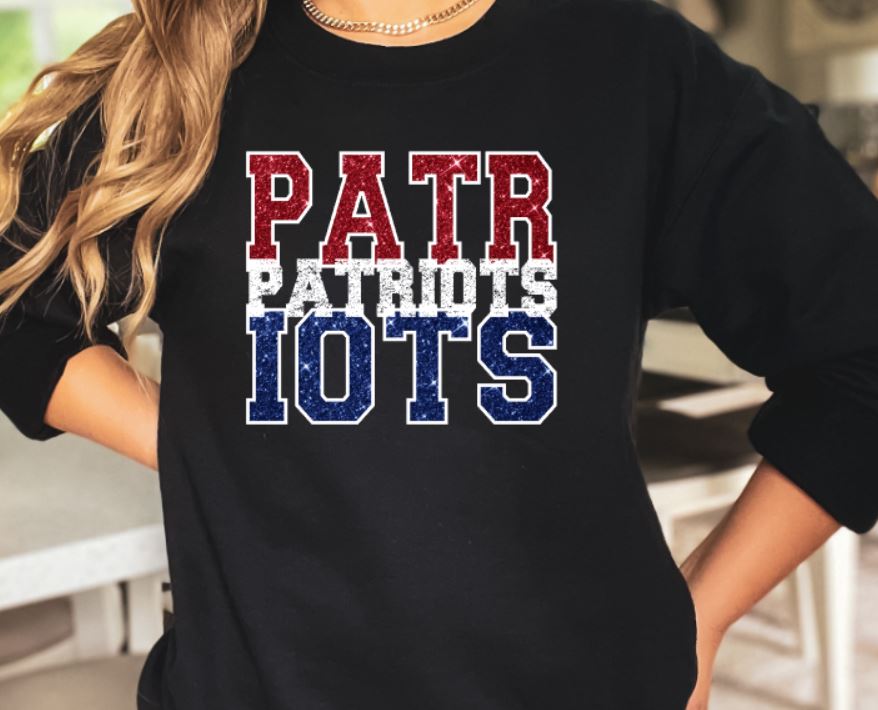 Patriots faux glitter