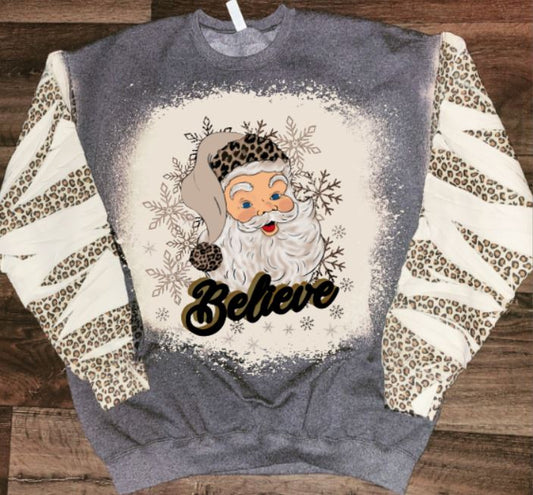 Believe santa leopard sleeves