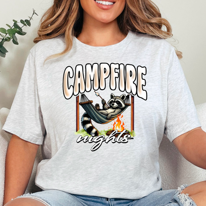 Campfire Nights - Digital Sublimation & DTF File - Camping Raccoon PNG