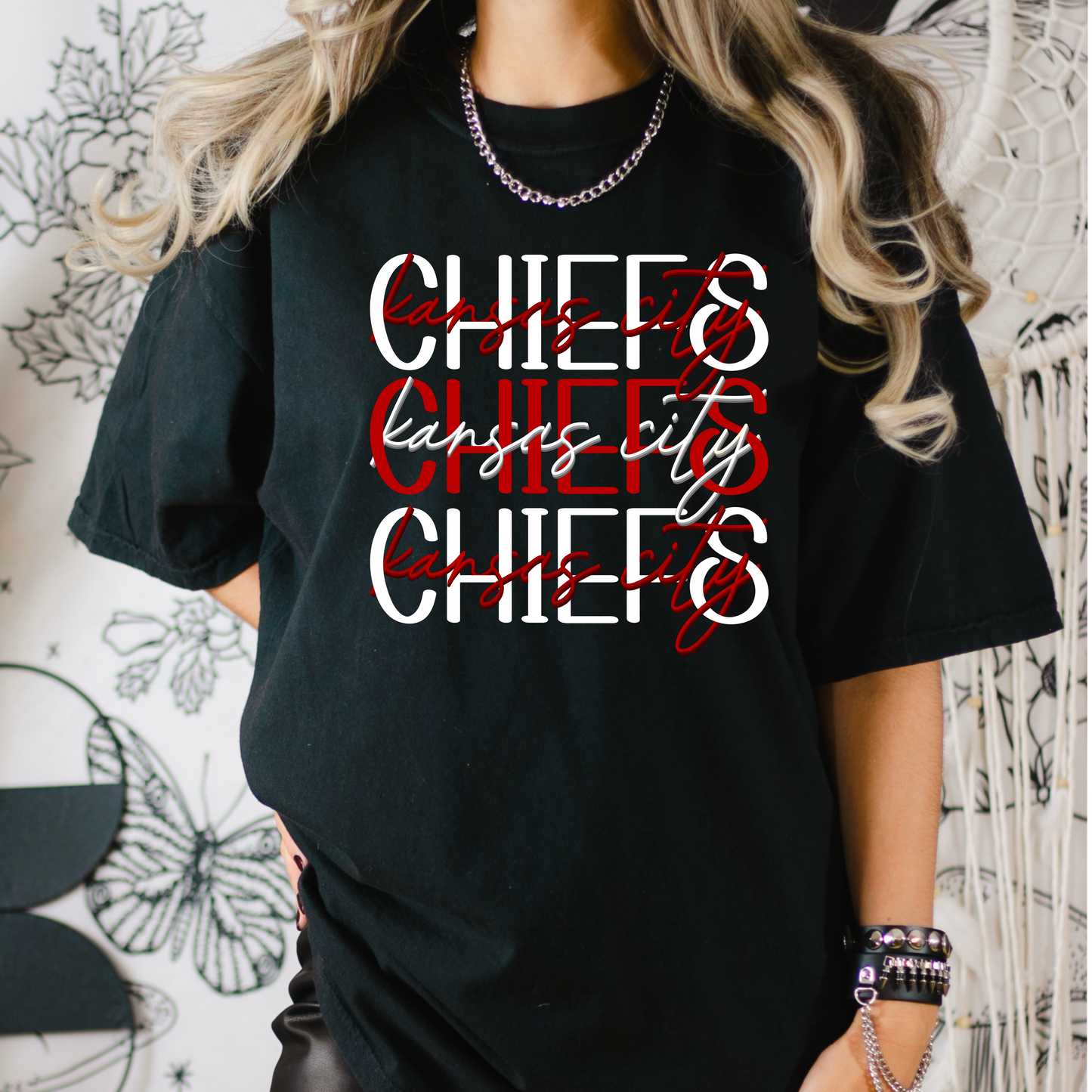 Red & White Game Day Stacked T-Shirt