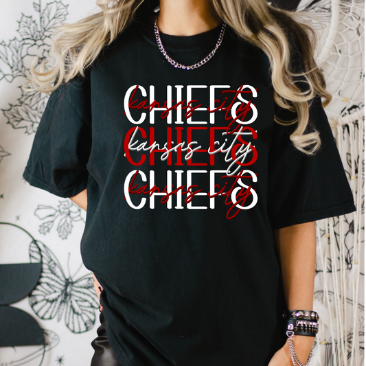 Red & White Game Day Stacked T-Shirt