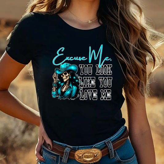 Excuse Me You Look Like You Love Me Digital File | Western Skull Cowgirl PNG | Retro Rodeo Sublimation Design | Instant Download Clipart