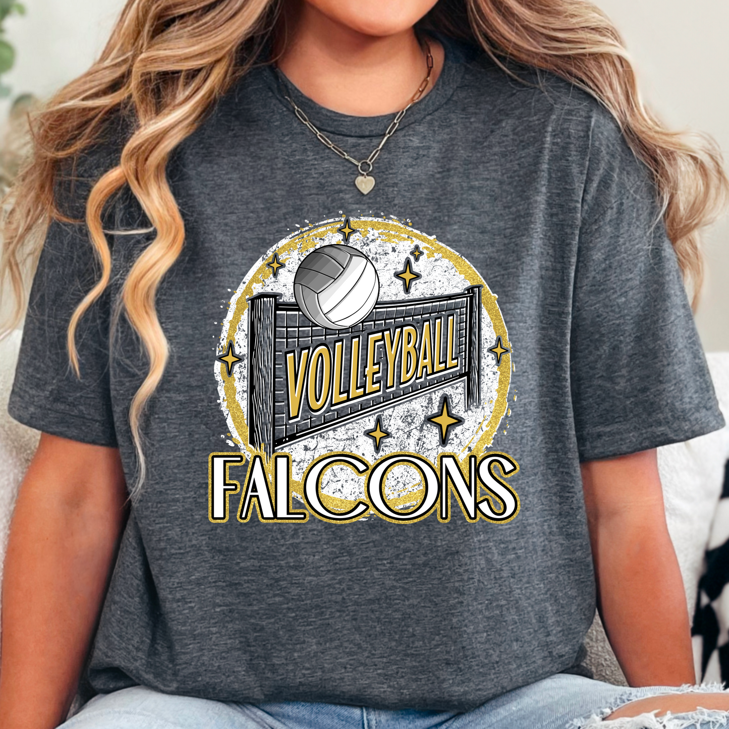 Falcons Volleyball Tee – Gold Accent