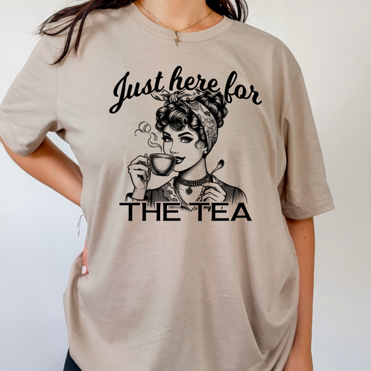 Just Here for the Tea Tee – Retro Gossip Graphic Shirt
