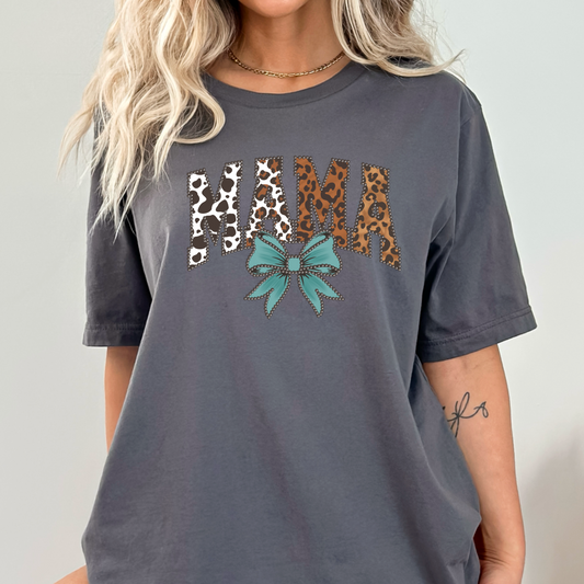 Mama turquoise bow