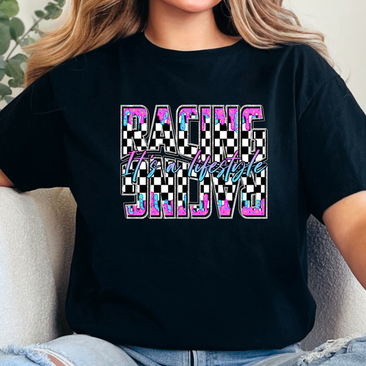 Racing It’s a Lifestyle - Digital Sublimation & DTF File - Checkered Flag Drip PNG