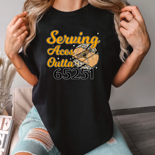 Serving Aces Outta 65251 Hornets Volleyball Tee