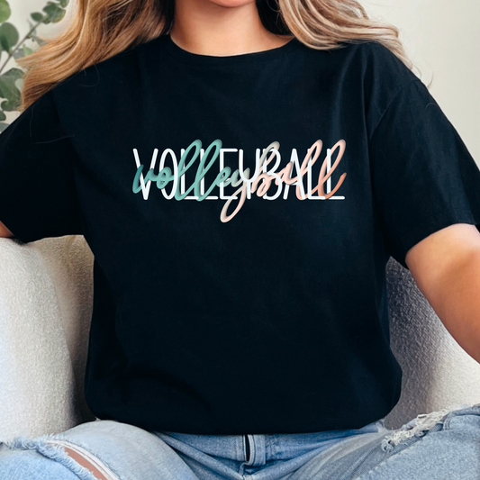 Pastel Script Volleyball Tee