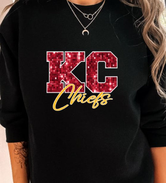 KC chiefs faux sequins